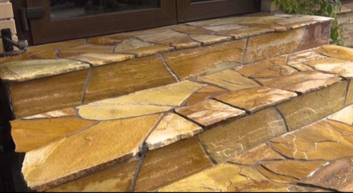 Плитняк златолит жёлтый золотистый для отмостки купить в Хотьково